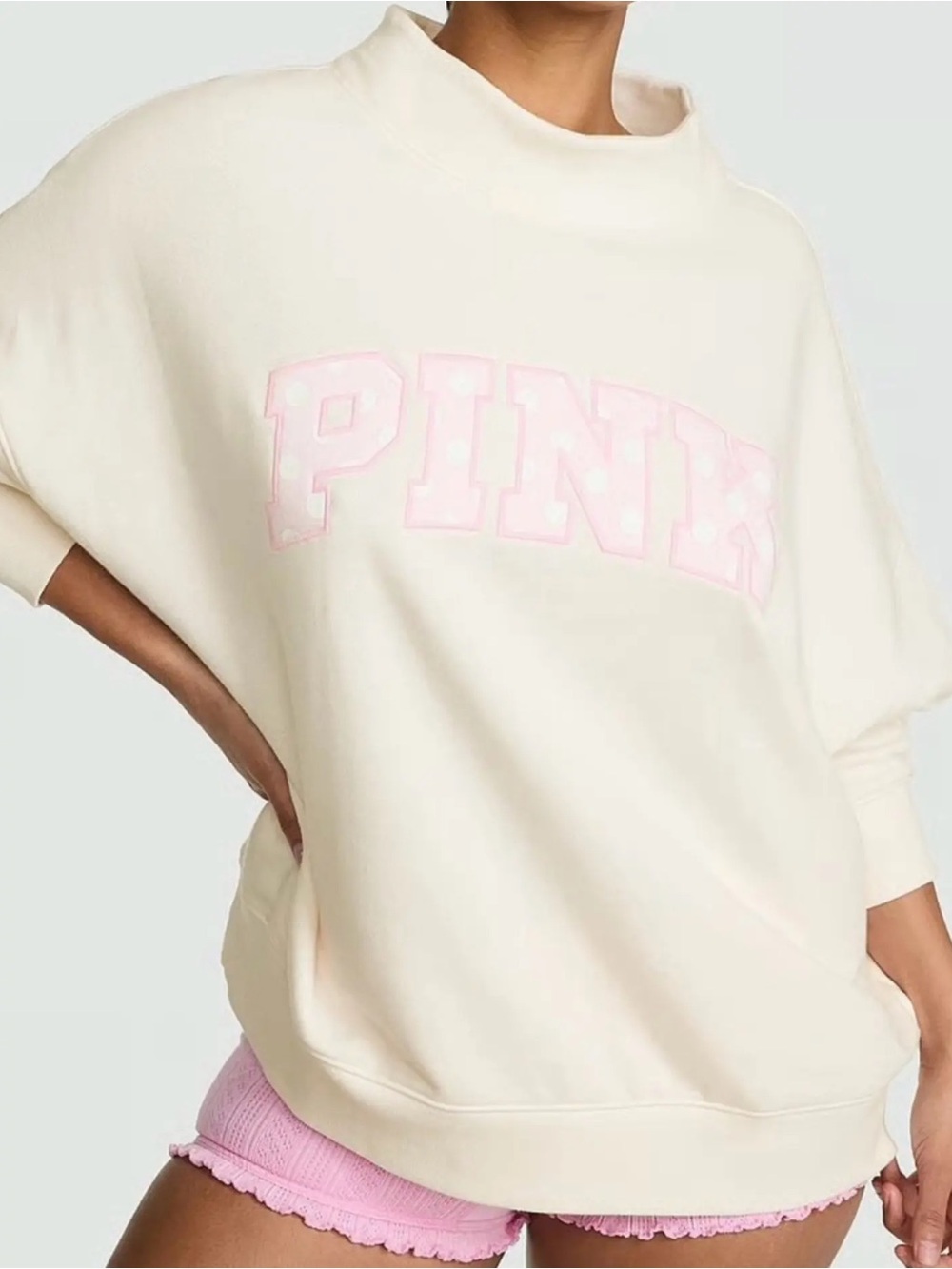 PINK Victoria's Secret Cozy Polka Dot VIRAL Mockneck